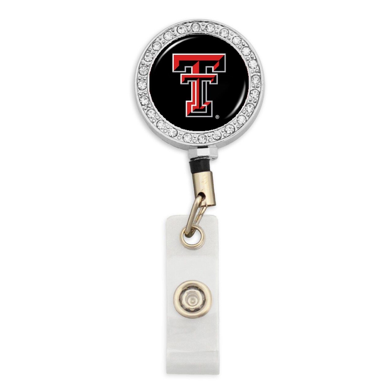 Round Crystal Badge Holder with Alligator Clip