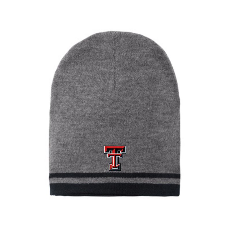Fine Knit Skull Cap - Grey with Stripes