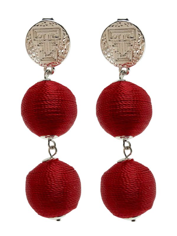 Sonata Treaded Bead Earrings Red/Silver
