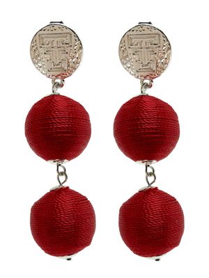 Sonata Treaded Bead Earrings Red/Silver