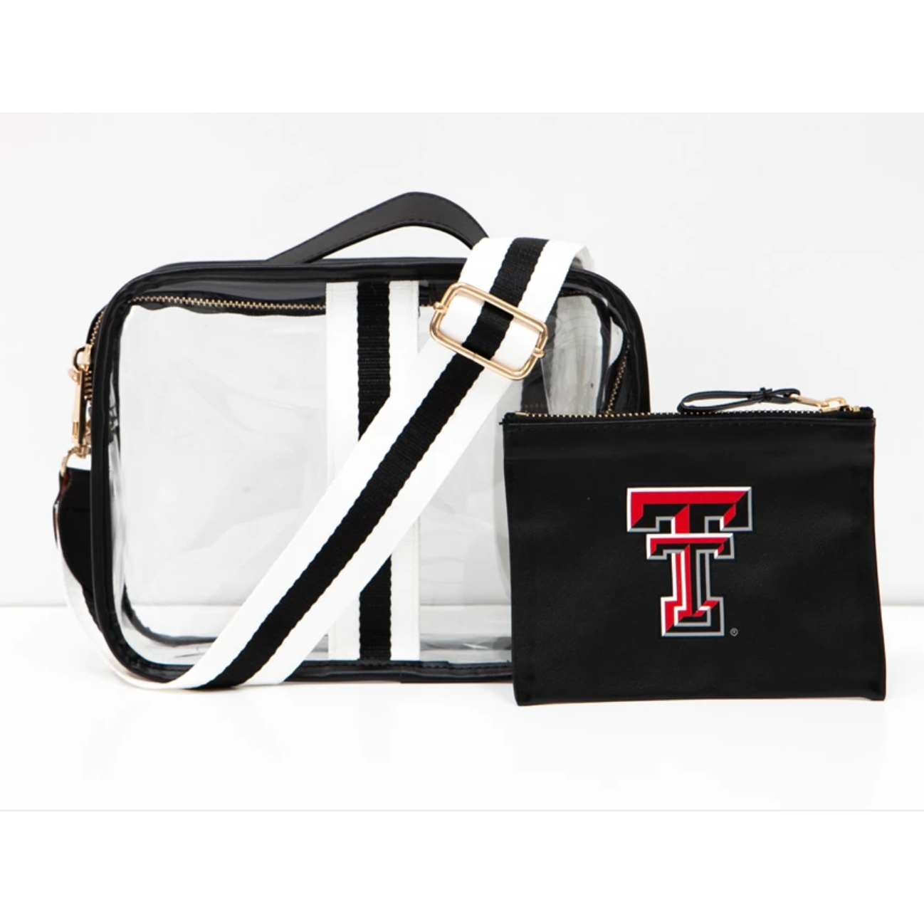 Grant Clear Purse with Black/White Stripe
