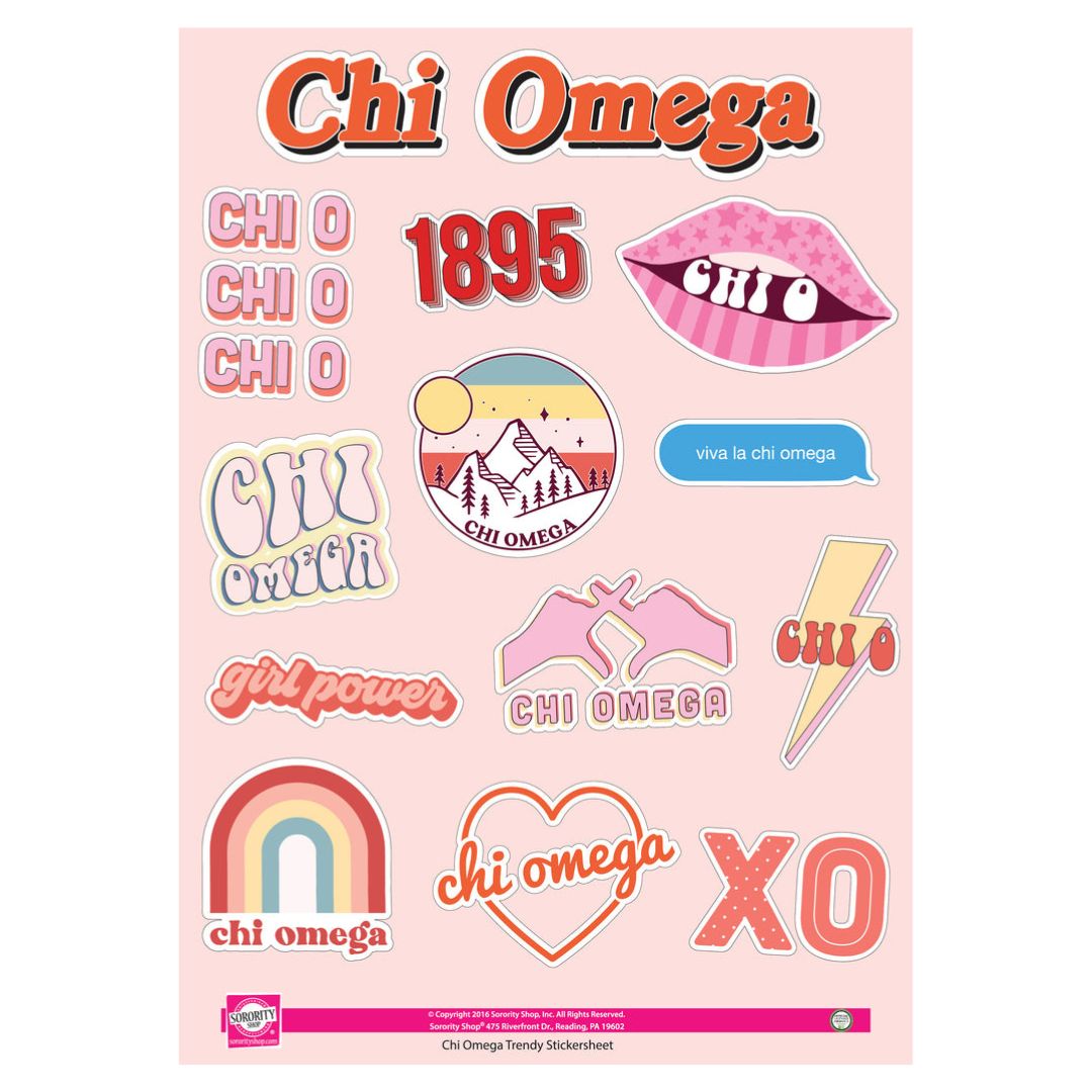 Chi Omega Girl Power Sticker Sheet