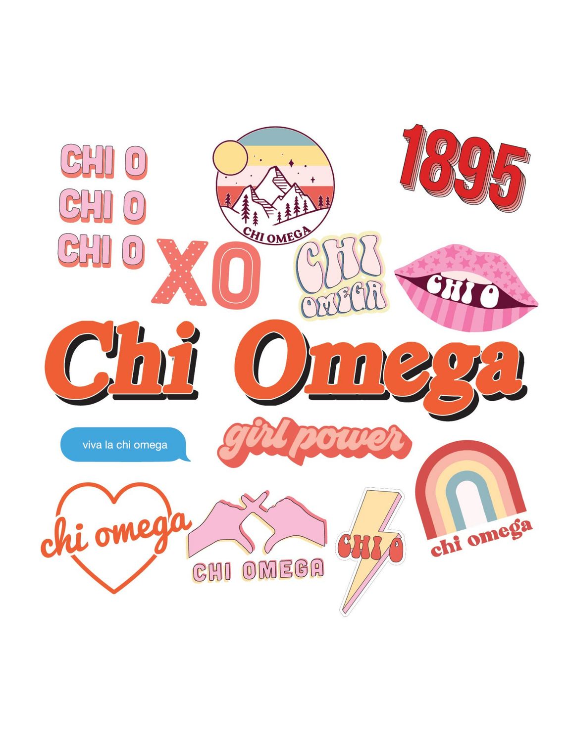 Chi Omega Girl Power Sticker Sheet