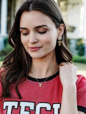Pearl Cluster Drop Double T Earrings