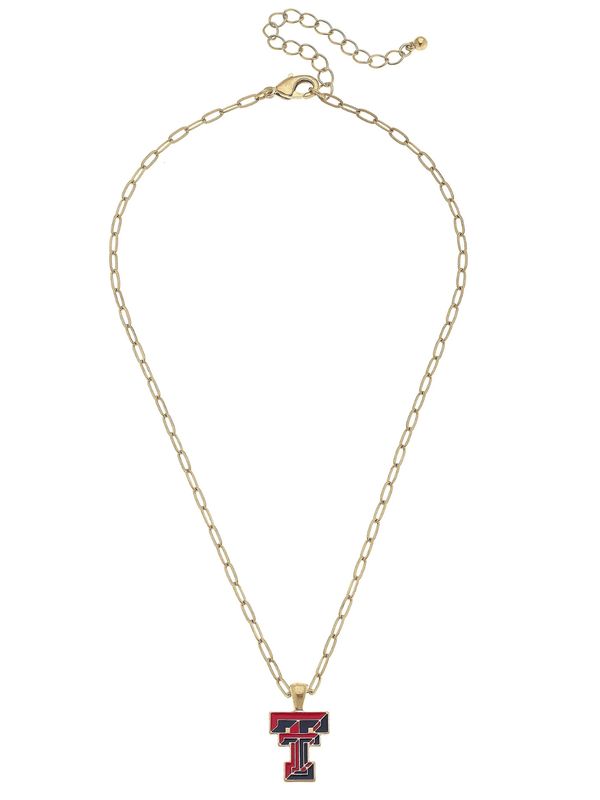 Gold Enamel Double T Color Necklace
