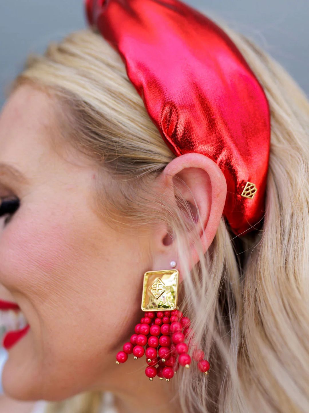 Red Satin Puff Headband