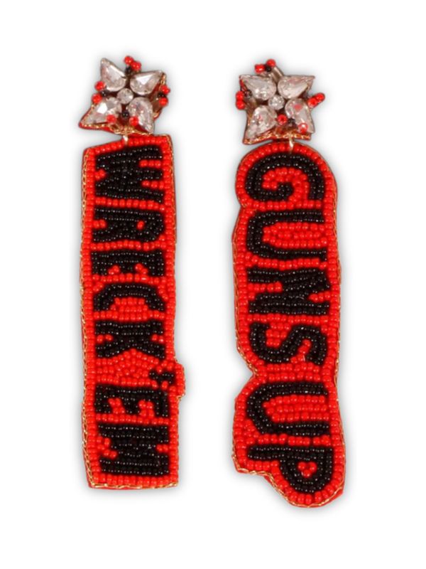 Wreck em Guns Up Beaded Earrings