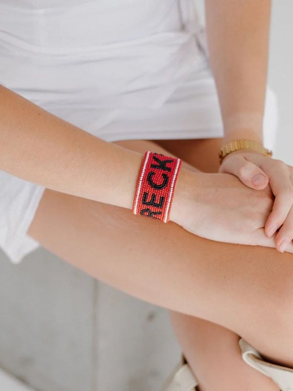 Wreck em Beaded Cuff Bracelet