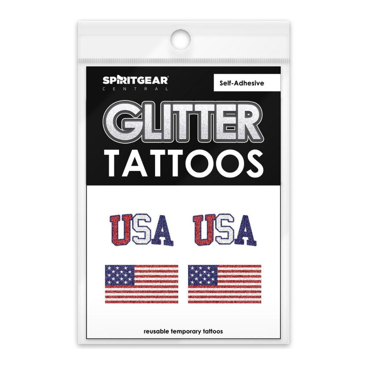 USA Flag GLitter Tattoo Pack of 4