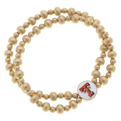 Gold Bead Duo Double T Bracelet