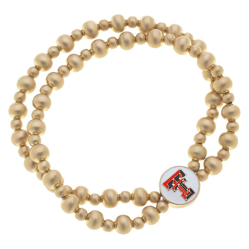 Gold Bead Duo Double T Bracelet