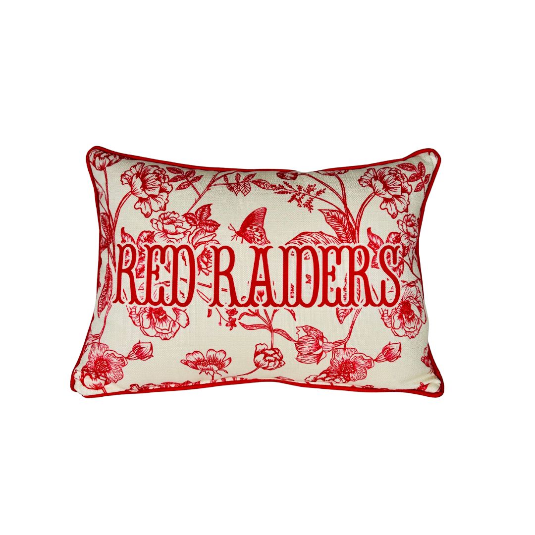 Red Raiders Toile Piped Pillow