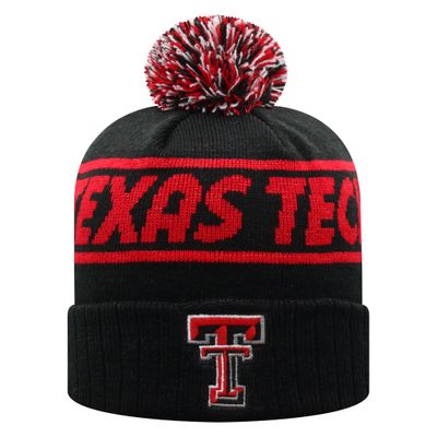 Ruth Cuffed Pom Knit Toboggan - Black with Red Sparkle