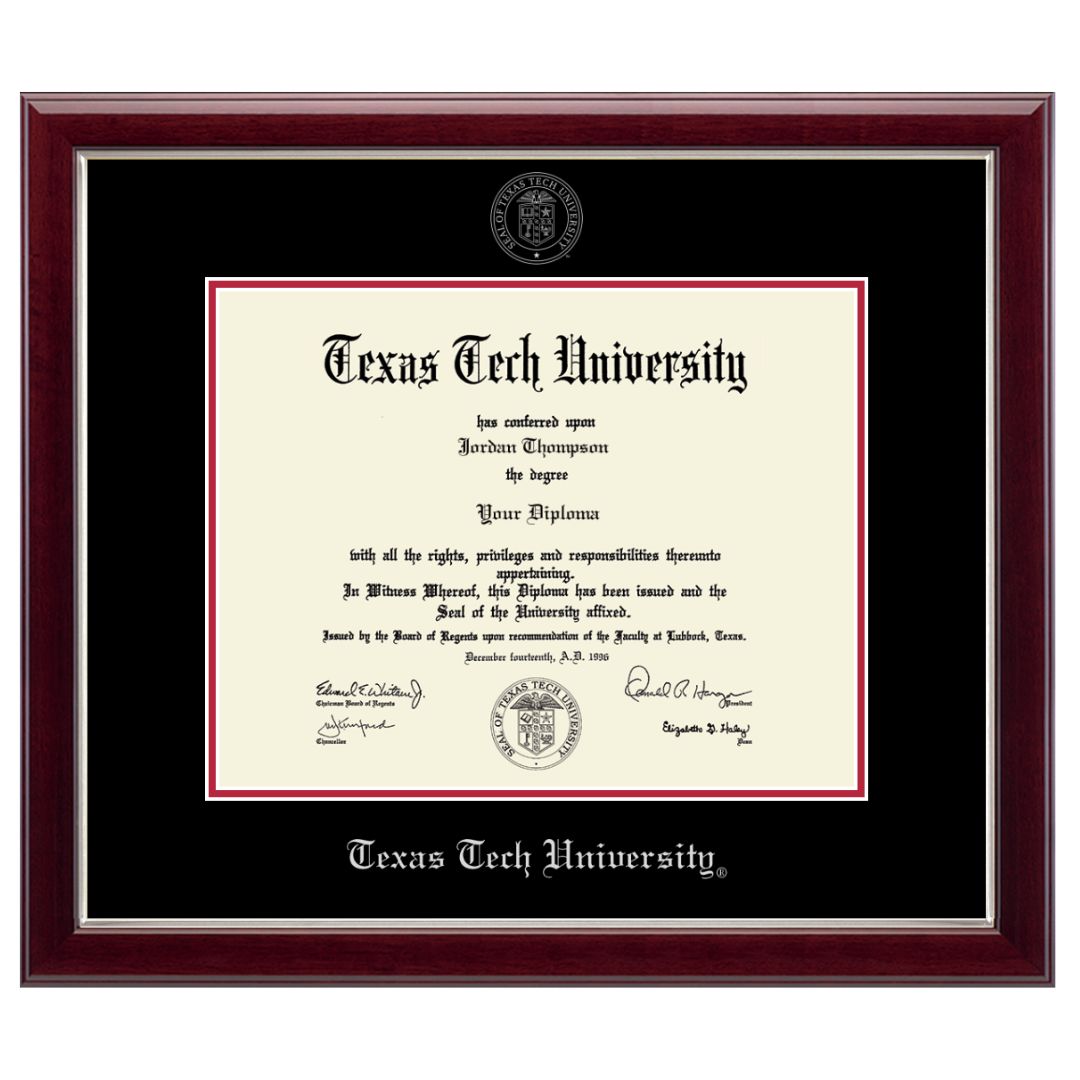 Silver Embossed Diploma Frame with Black &amp; Red Matte
