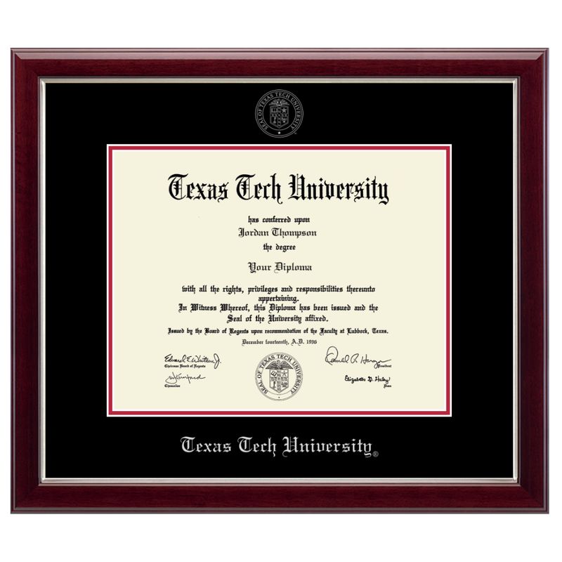 Silver Embossed Diploma Frame with Black &amp; Red Matte