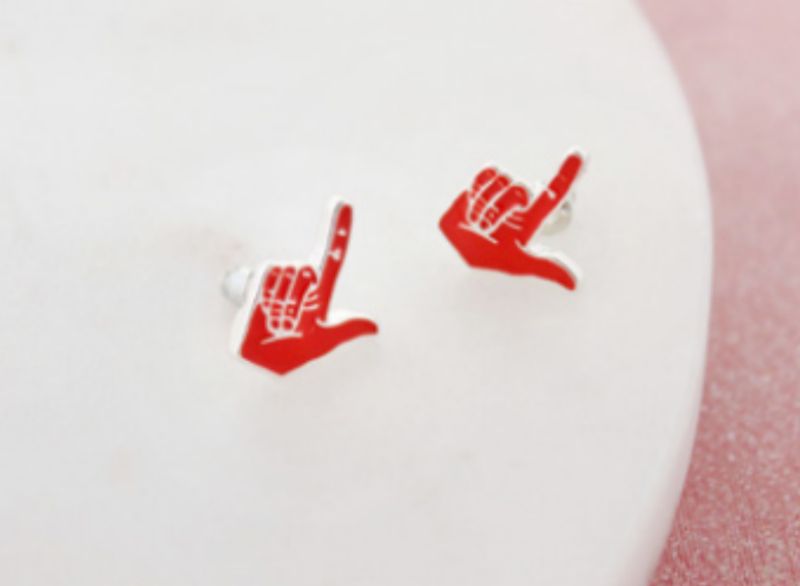 Guns Up Hand Stud Earring
