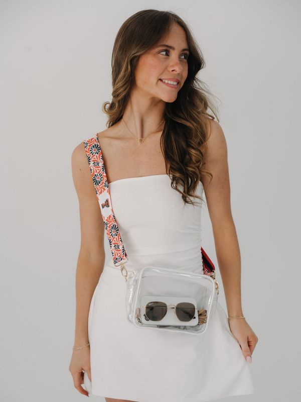 Floral Stripe Reversible Purse Strap