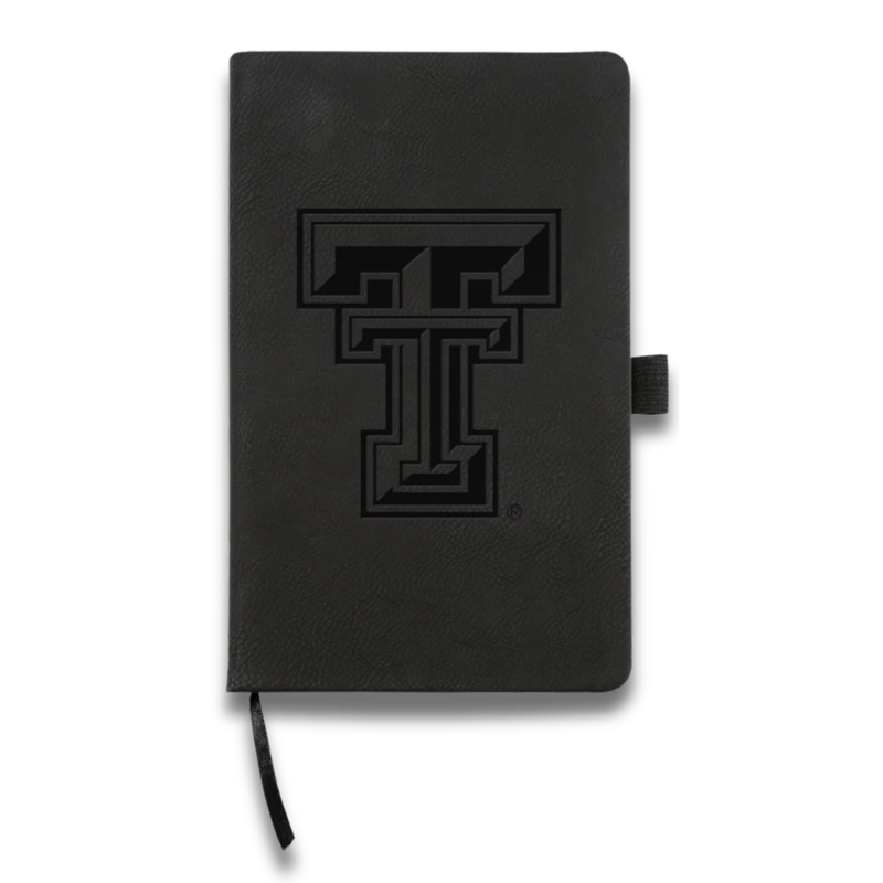 Laser Engraved Notepad with Elastic Band - Black