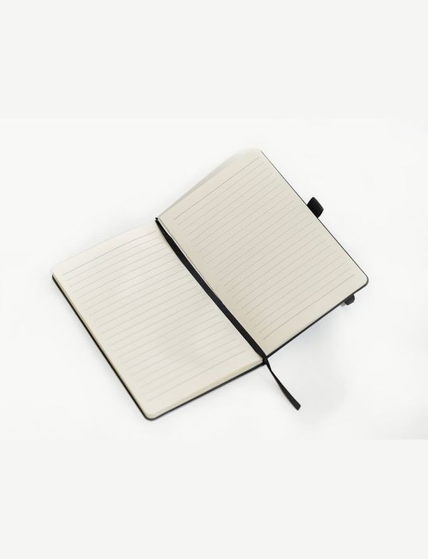 Laser Engraved Notepad with Elastic Band - Black