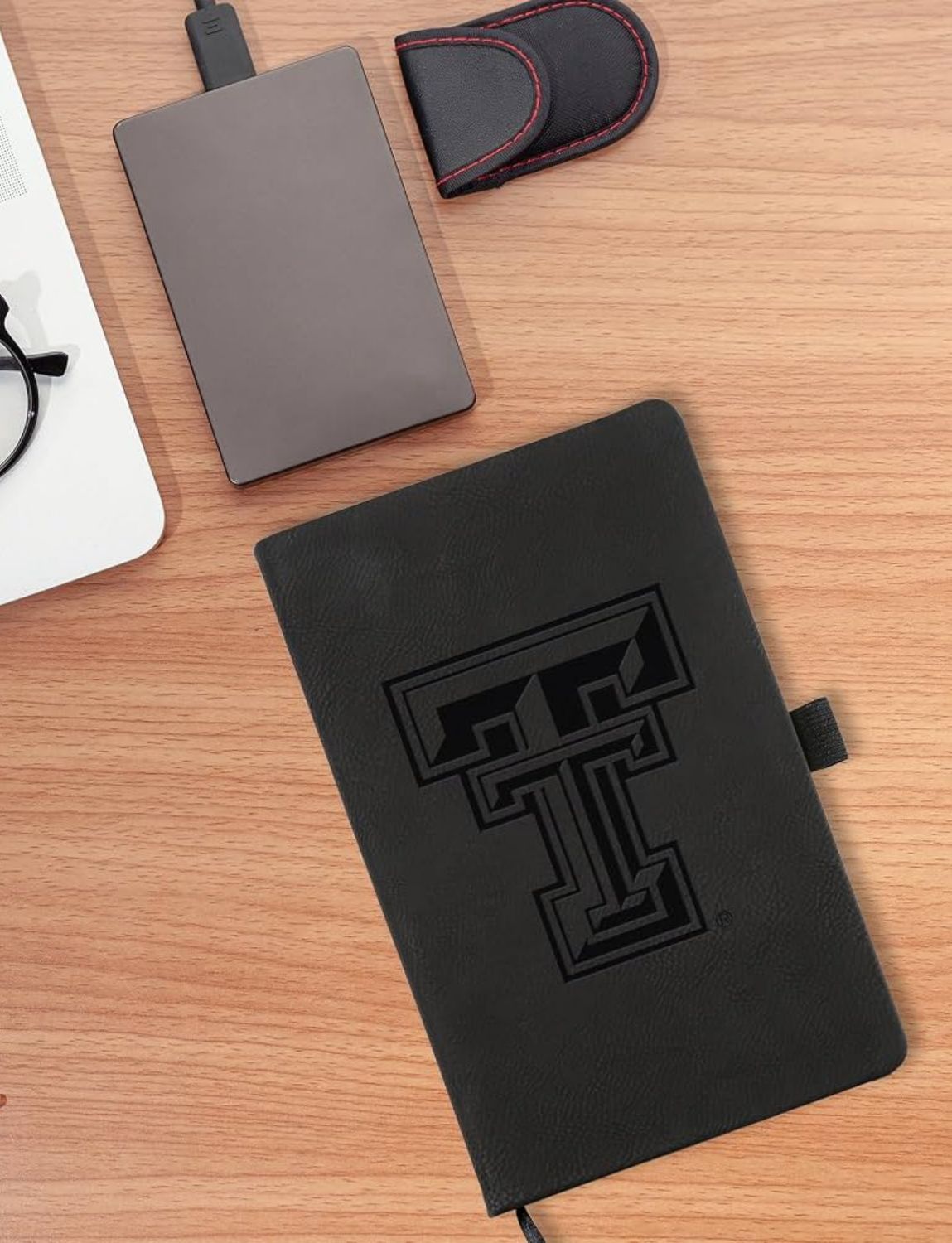 Laser Engraved Notepad with Elastic Band - Black
