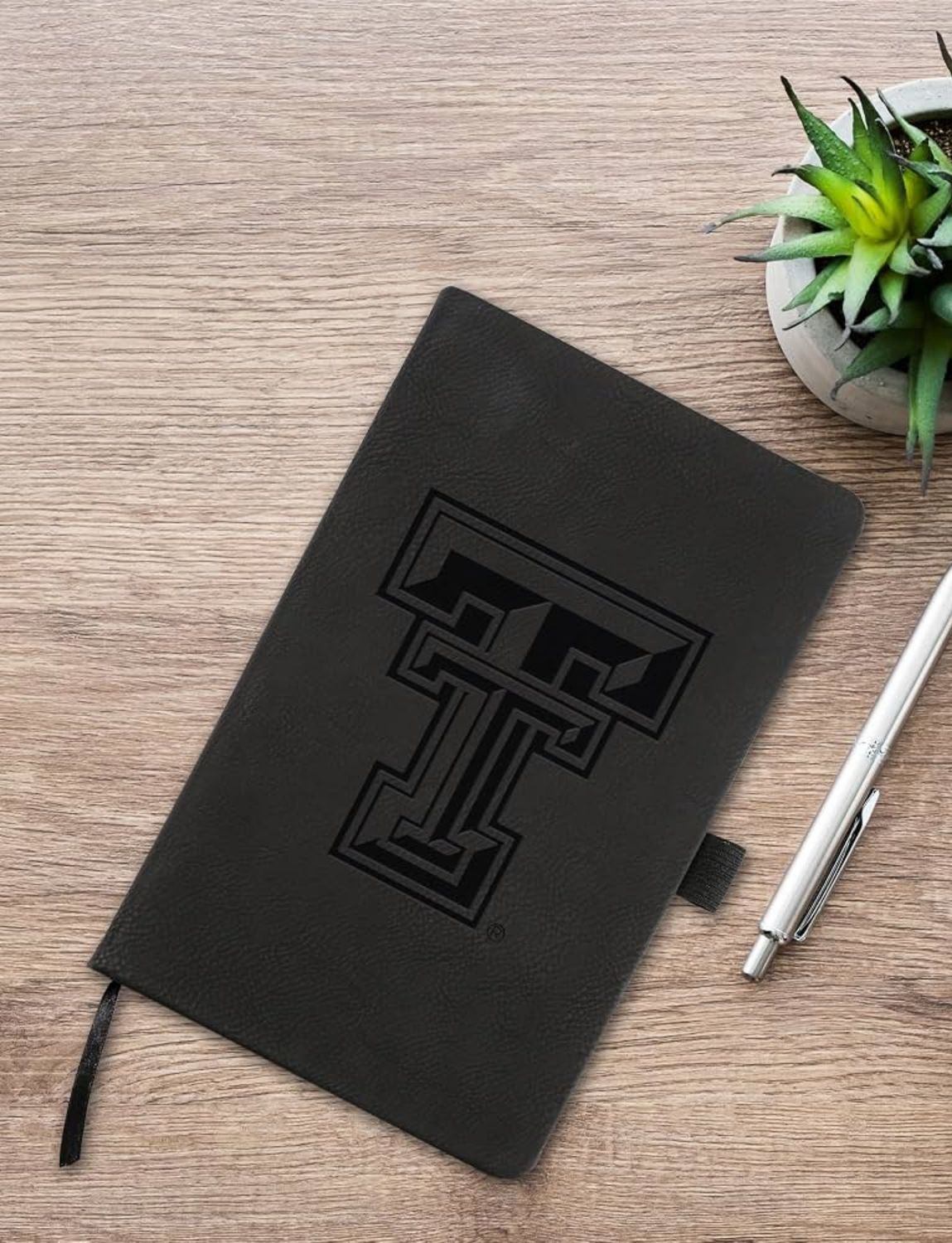 Laser Engraved Notepad with Elastic Band - Black
