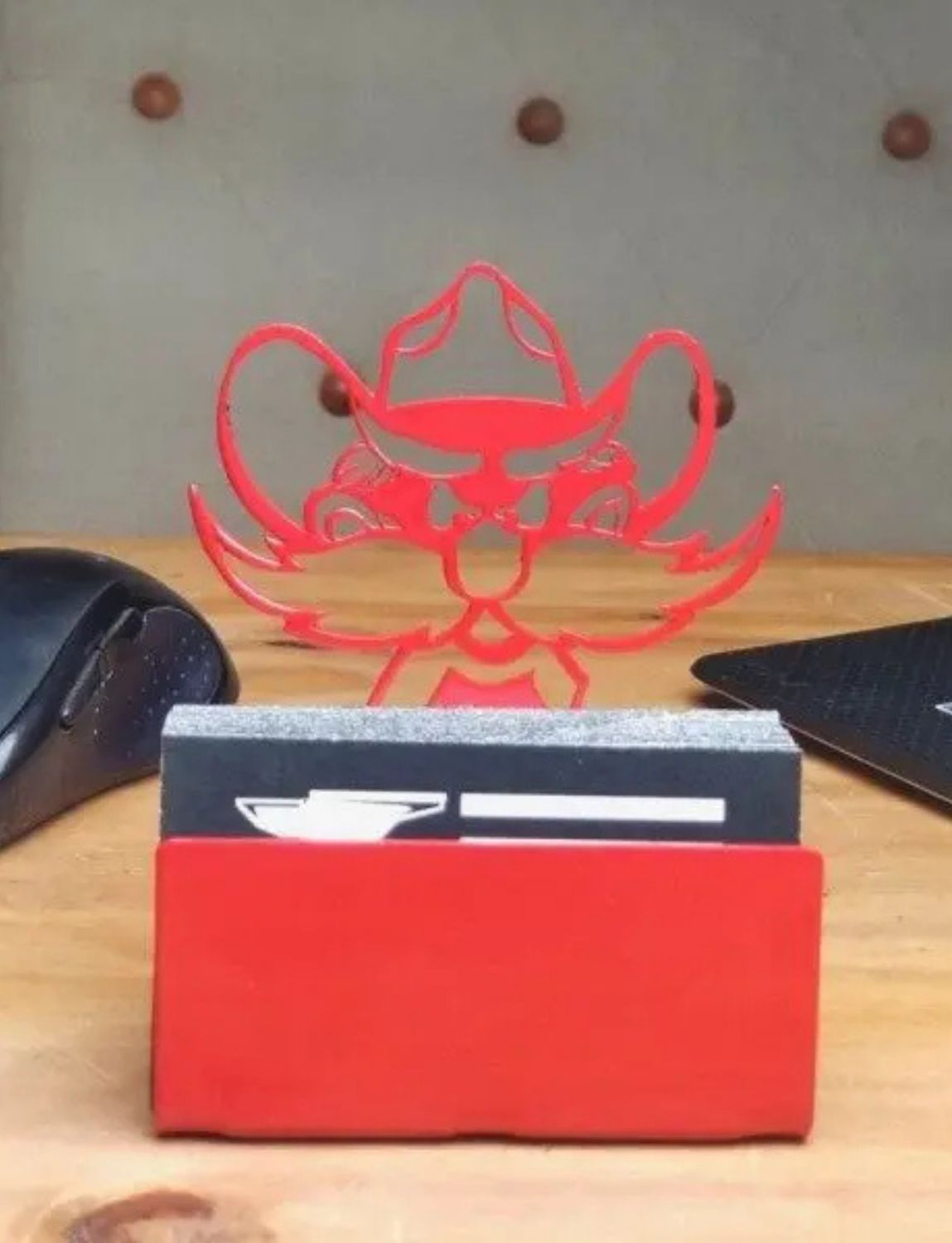 Raider Red Metal Business Card Holder - Red