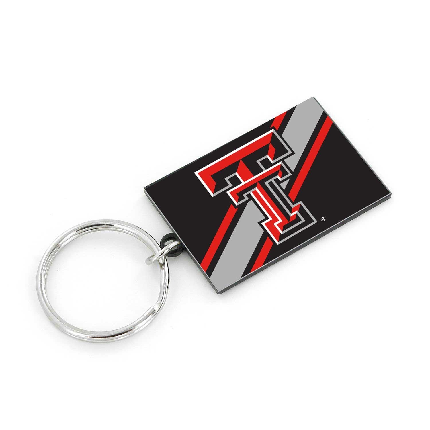 Diagonal Striped Metal Keychain