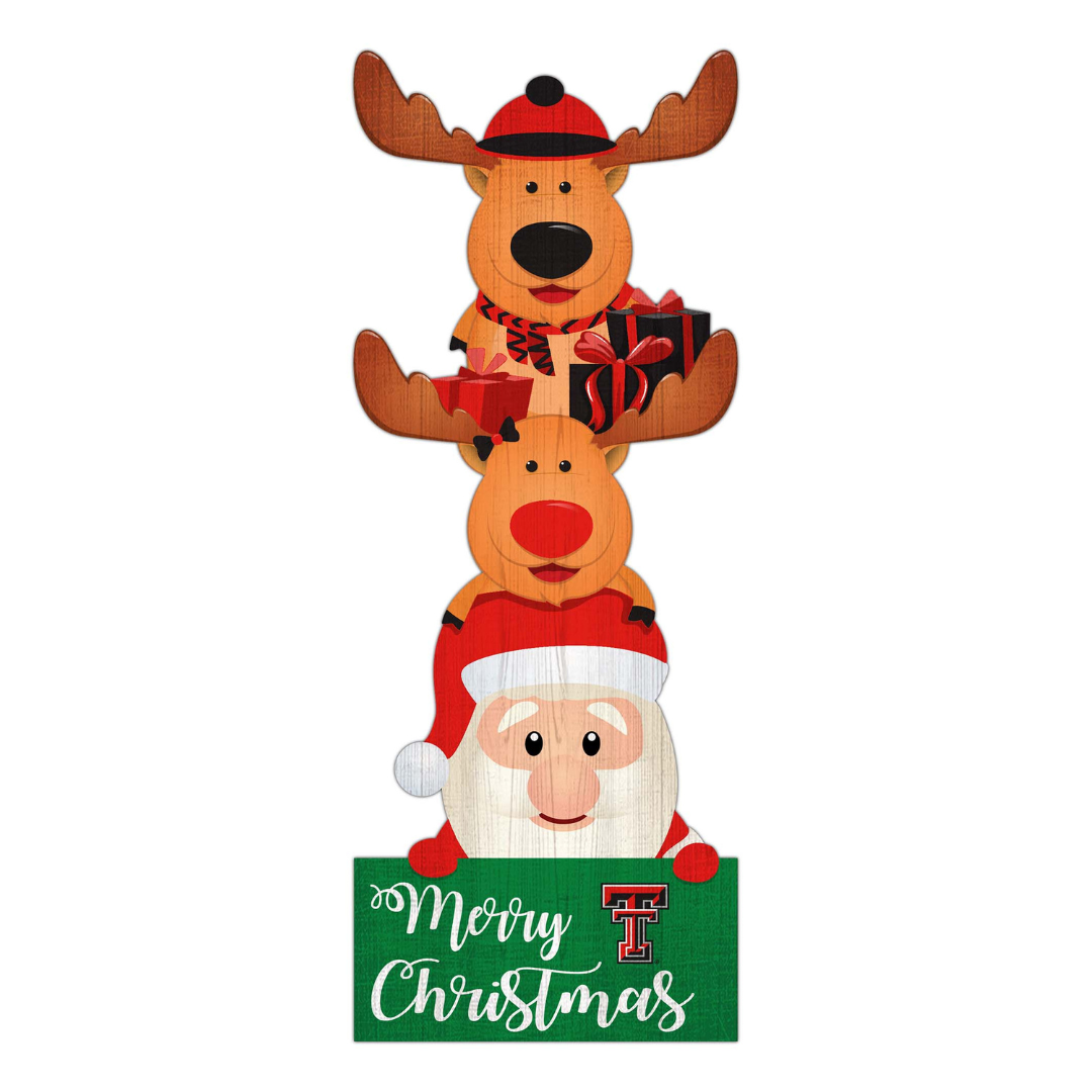 Santa &amp; Reindeer Wood Leaning Sign 31"