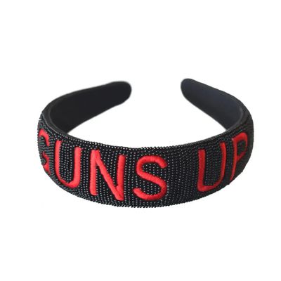 Beaded Headband - Black - Guns Up