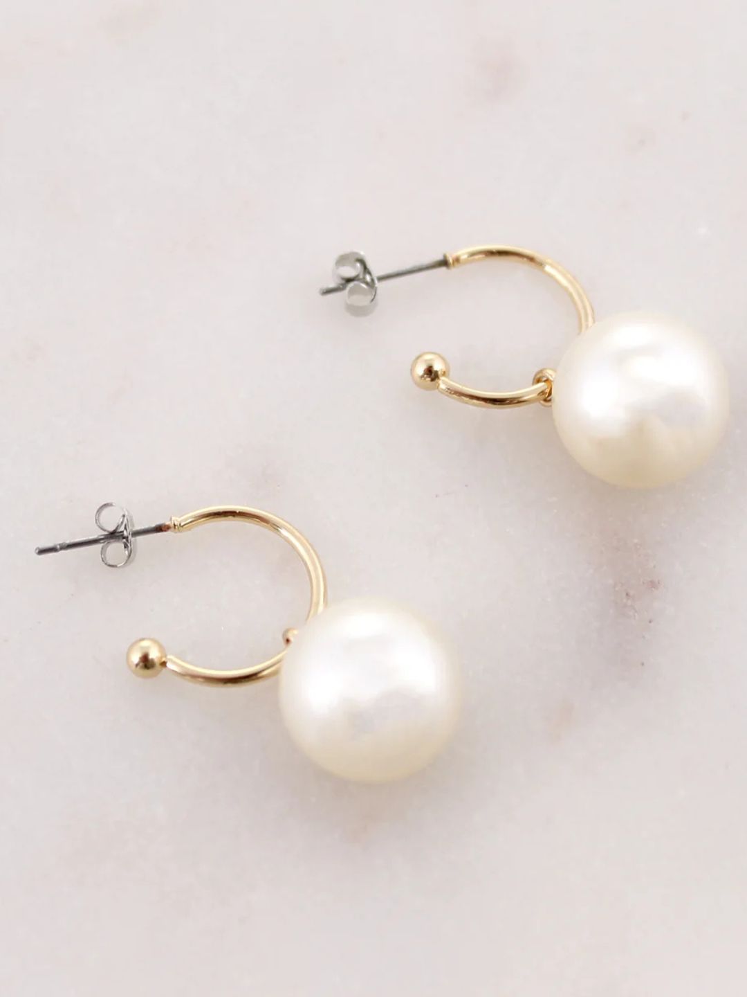 Pearl Gold Hoop Earrings