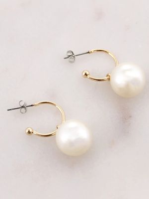 Pearl Gold Hoop Earrings
