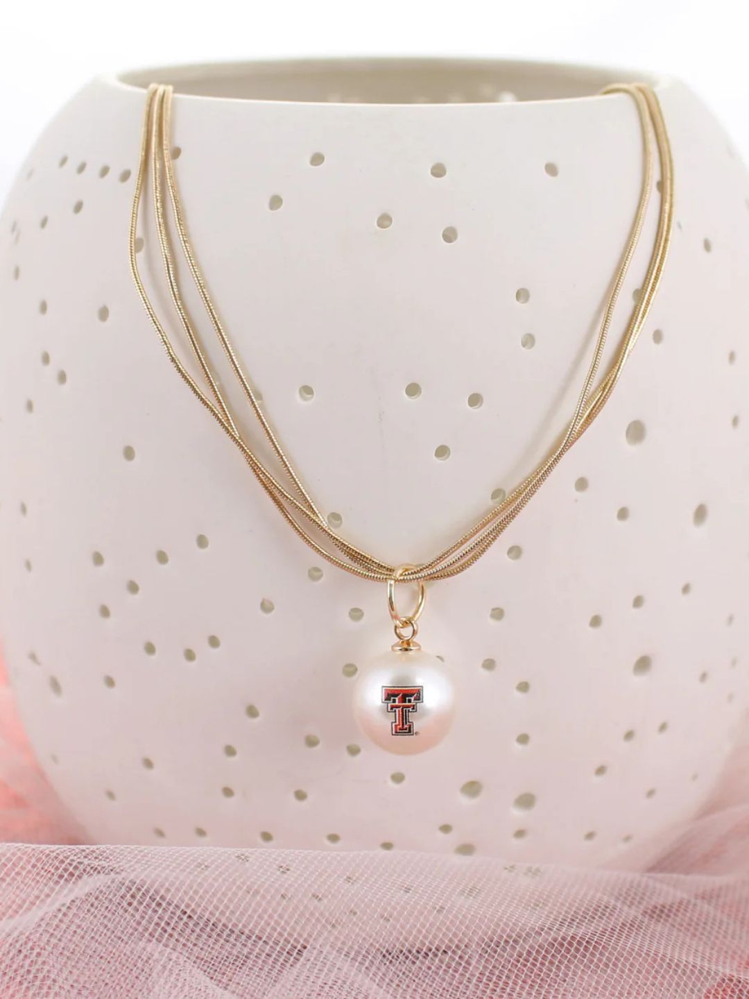 Pearl Logo Gold 18" 3 Strand Necklace