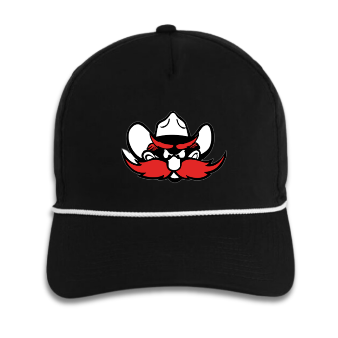Raider Red Adjustable Rope Cap - Black