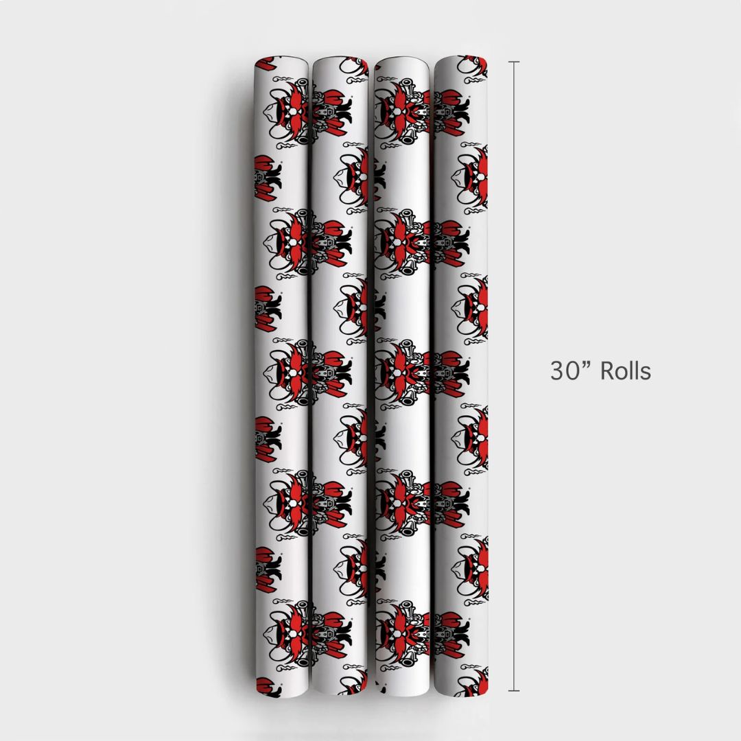 Raider Red White Wrapping Paper - 6 Feet