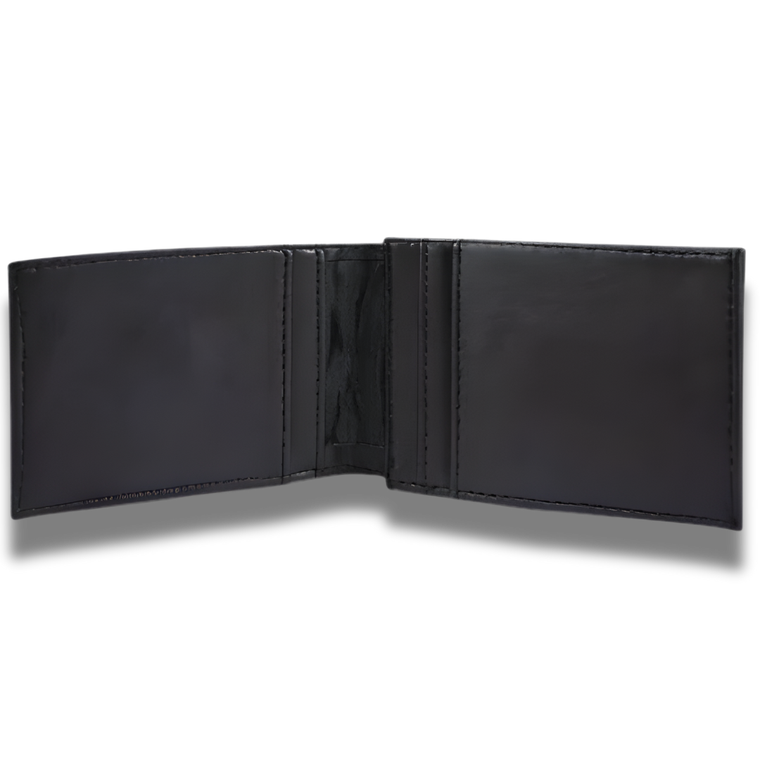 Laser Engraved Front Pocket Wallet - Black