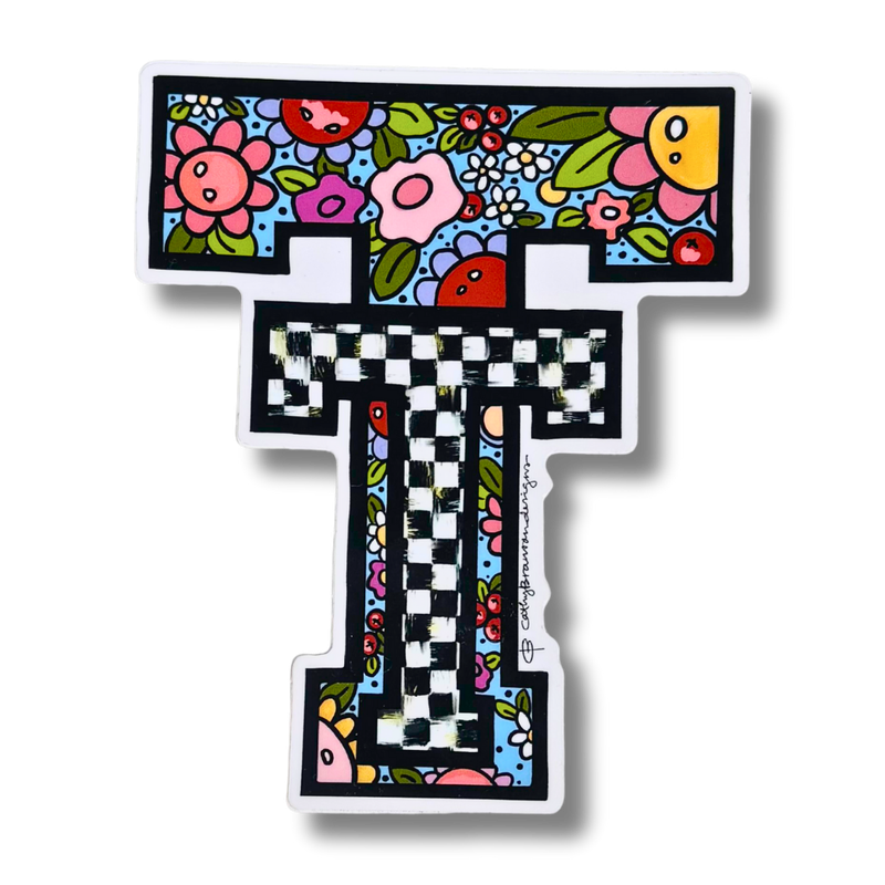 Floral Double T  Sticker