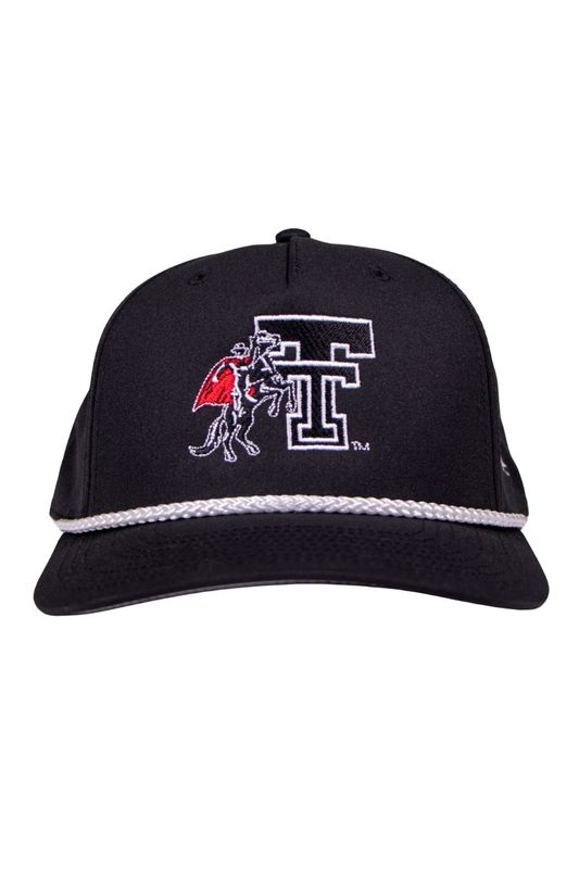 Black Out Horse &amp; Rider Classic Rope Cap - Black/White