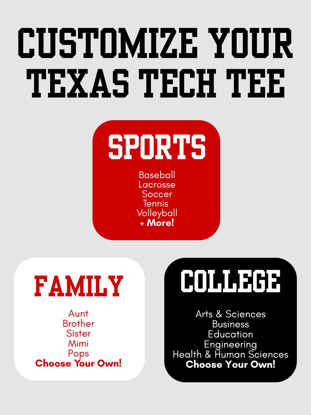 Personalized Texas Tech Short Sleeve Tee