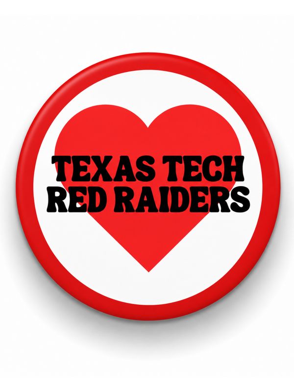 Heart Red Raiders Game Day Button