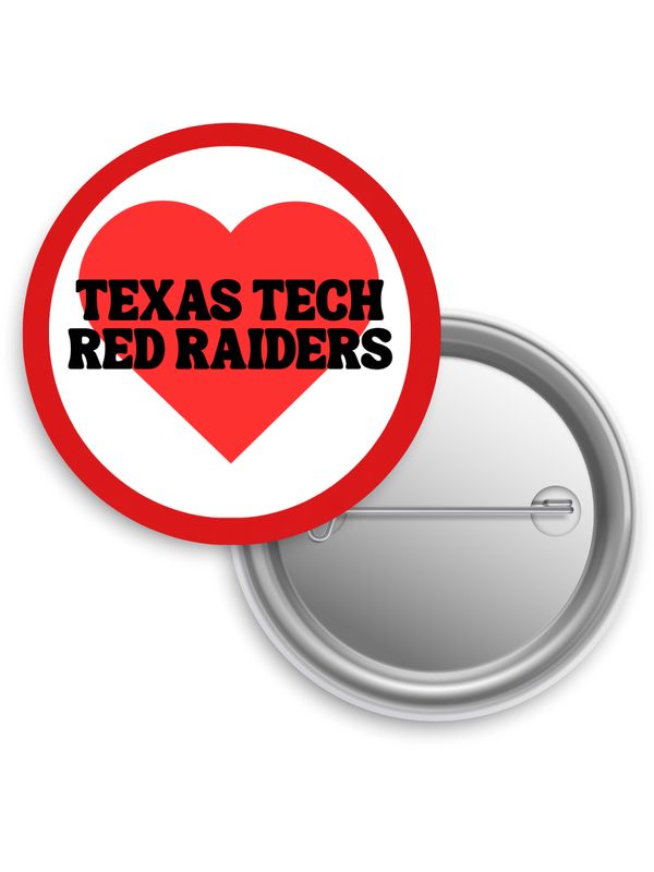 Heart Red Raiders Game Day Button