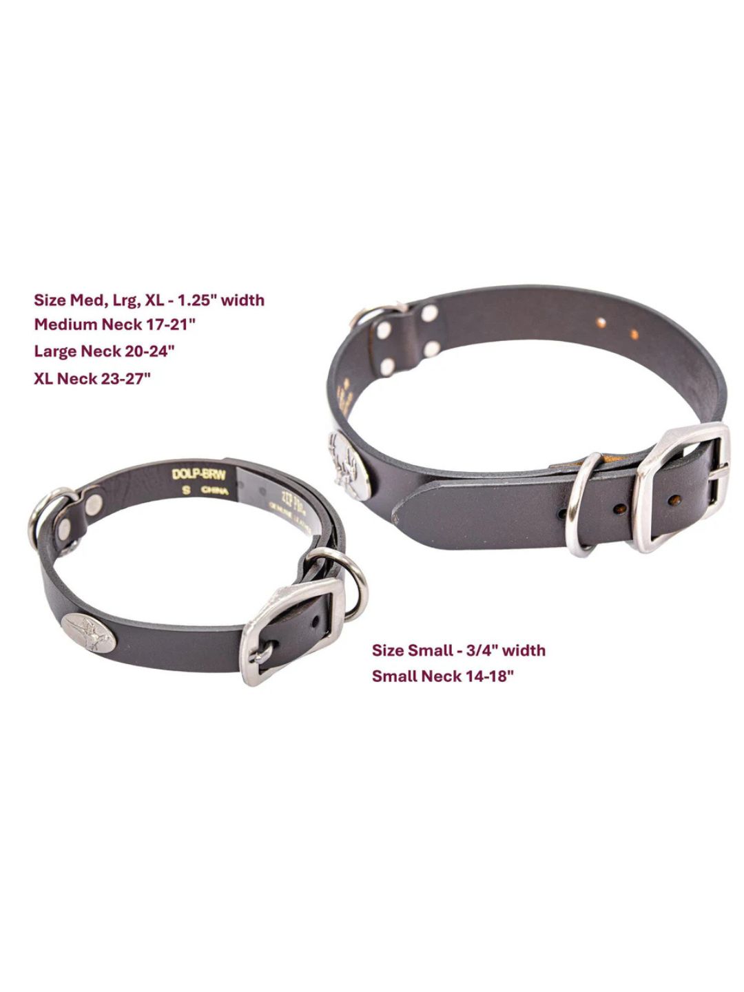 Concho Leather Dog Collar - Brown