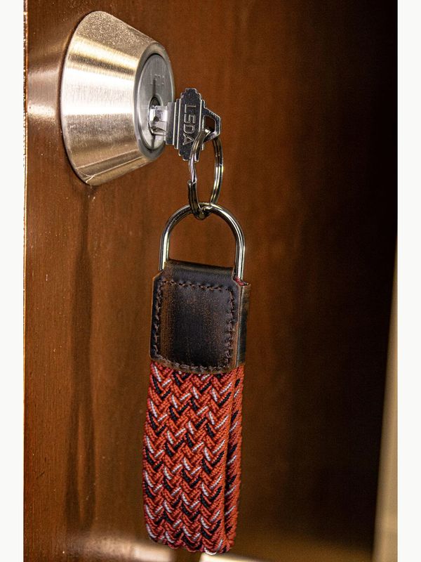 Braided Stretch Keychain - Red/Black/White