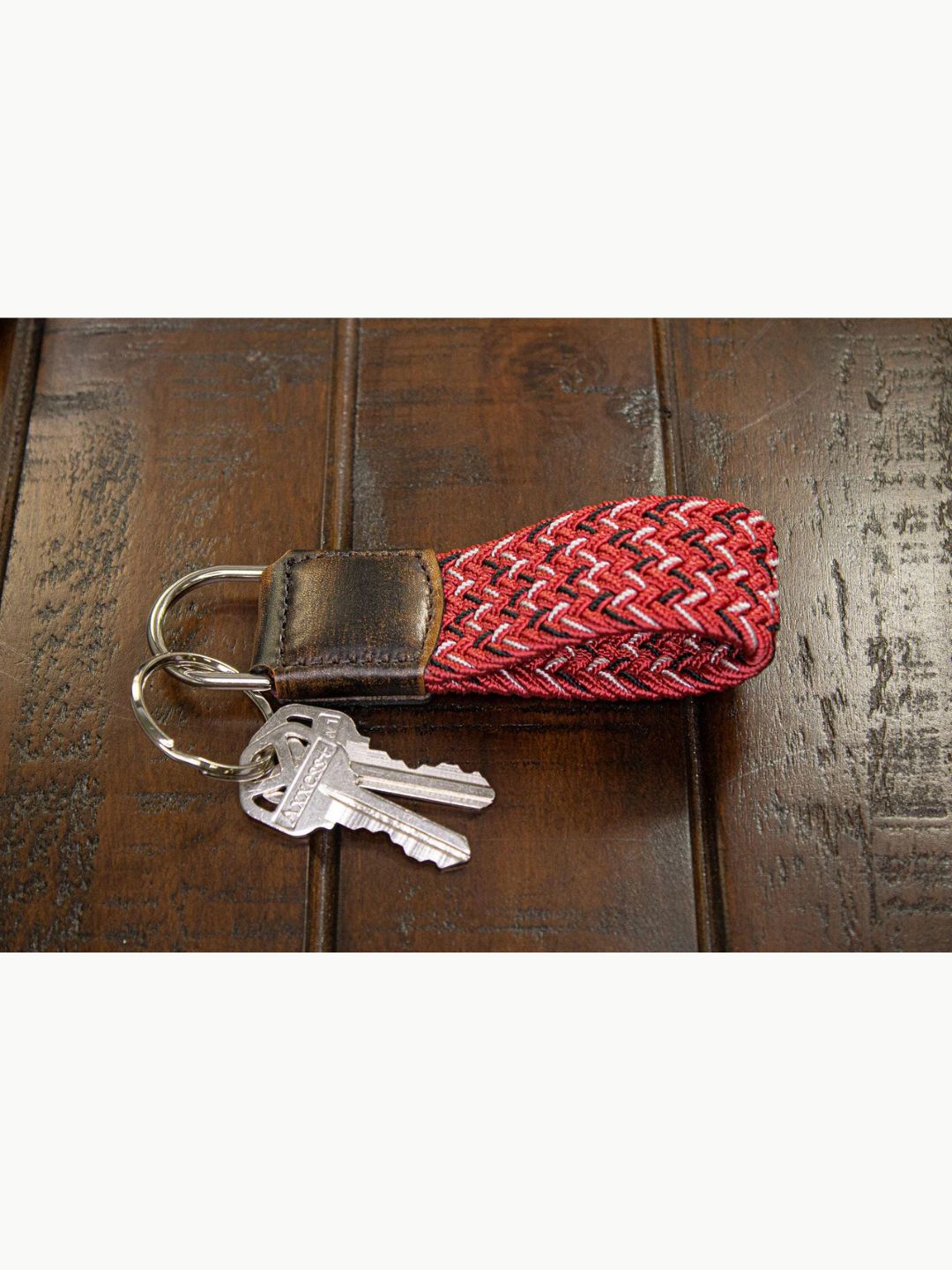 Braided Stretch Keychain - Red/Black/White