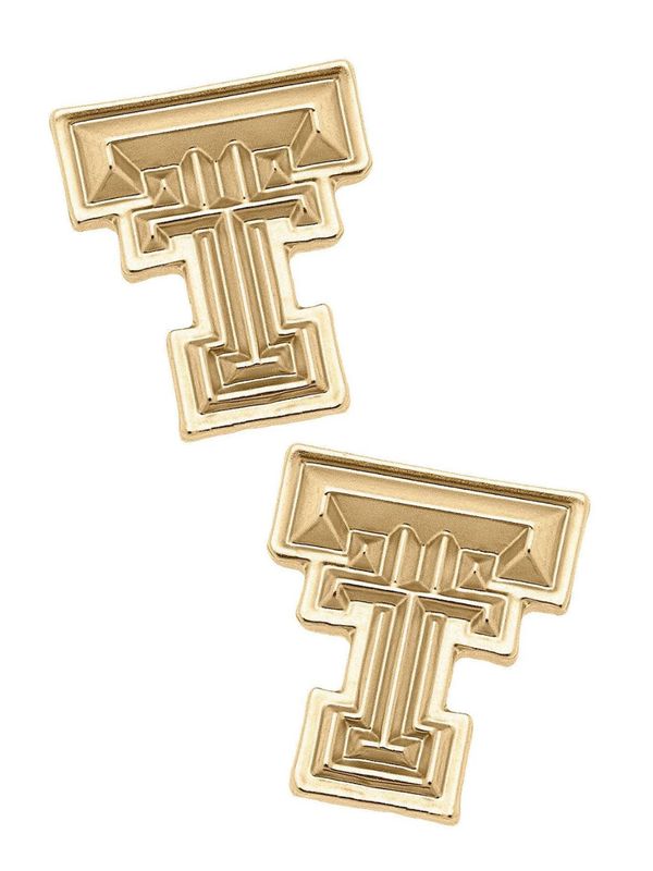 Gold Plated 24K Double T Stud Earrings