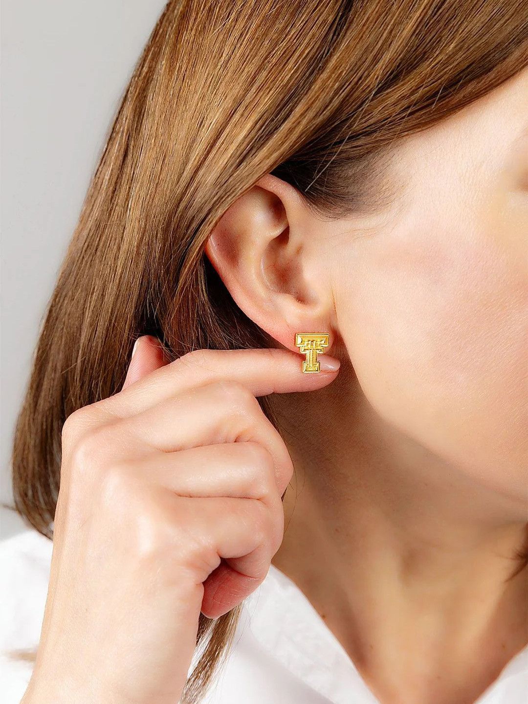Gold Plated 24K Double T Stud Earrings