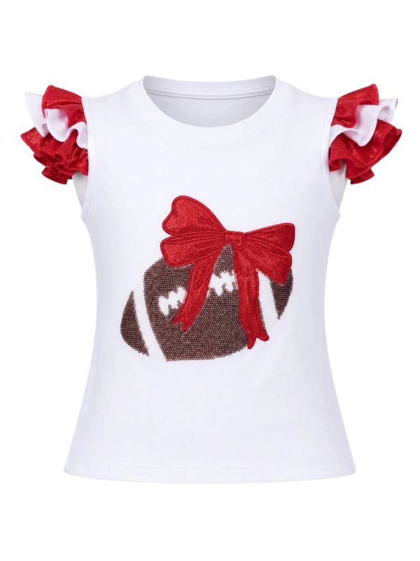 Sequin Football Bow Ruffle Tee