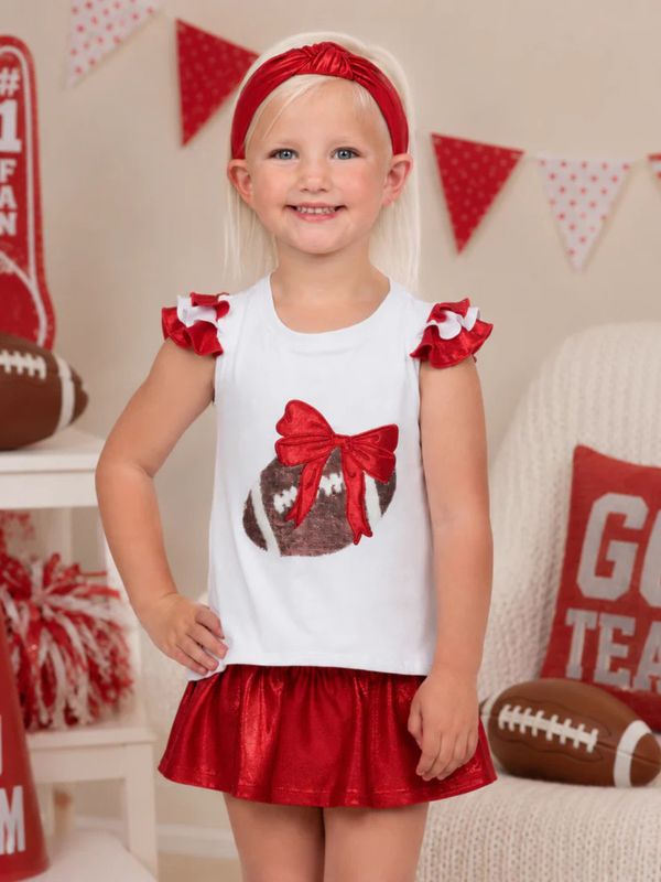 Sequin Football Bow Ruffle Tee