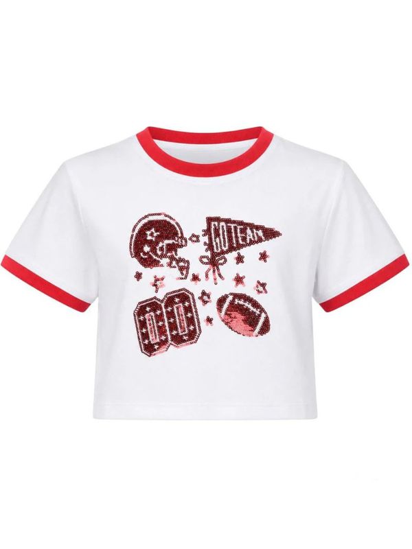Sequin Football Icons Boxy Tee