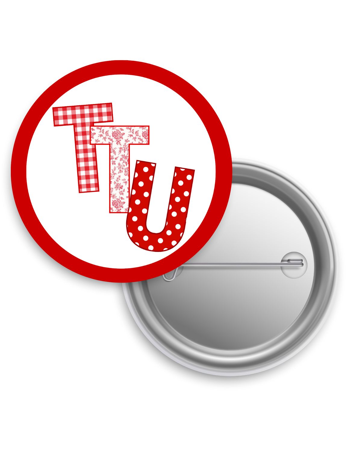 TTU Gingham Border Game Day Button