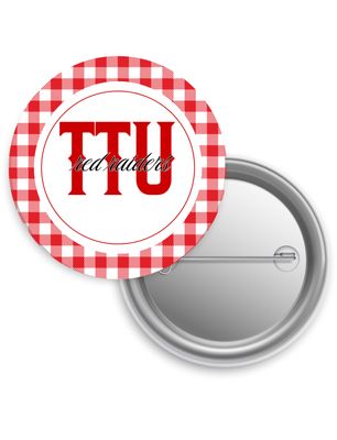 TTU Gingham Border Game Day Button